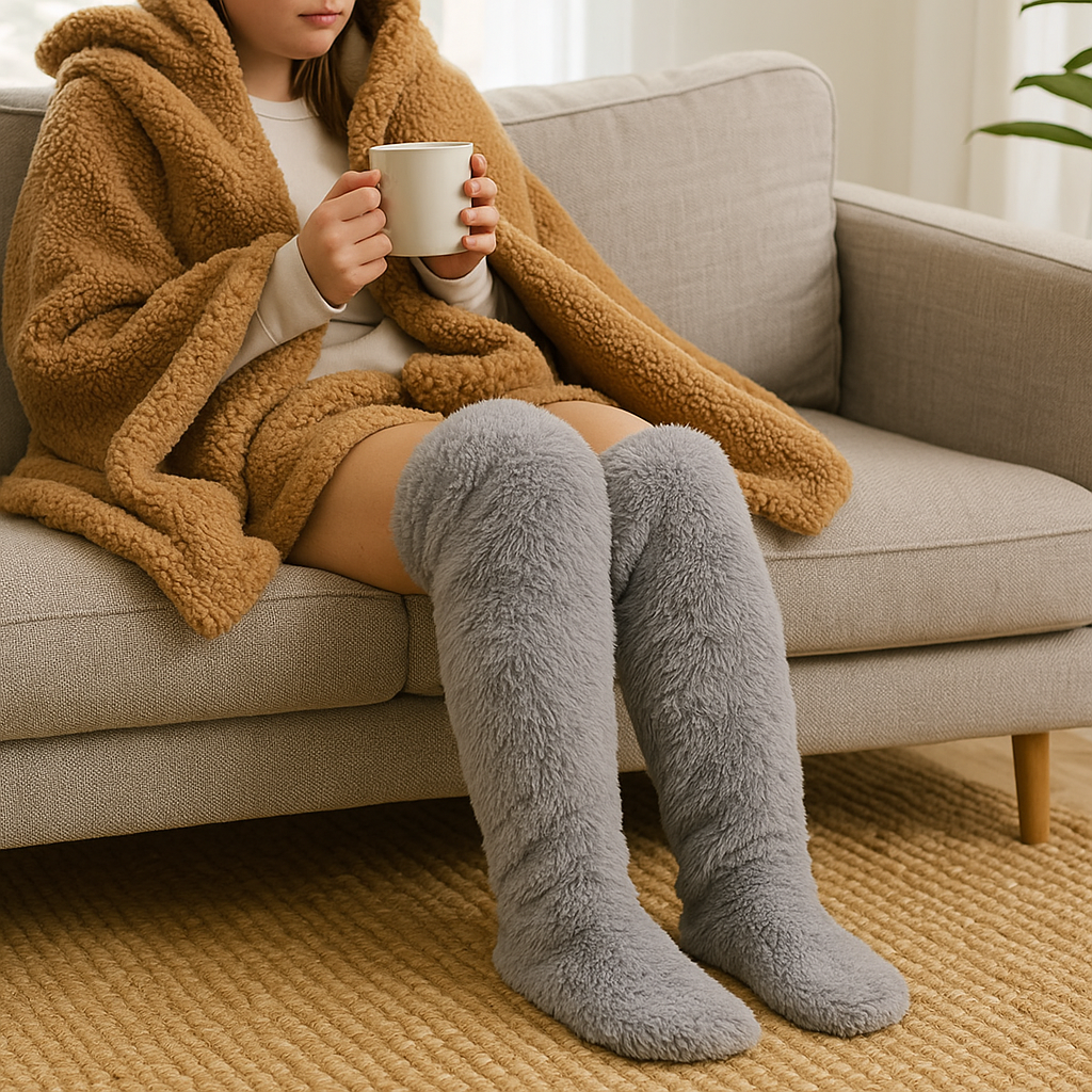 ☁️ Cloud Knees™ — Over-Knee Fuzzy Lounge Socks