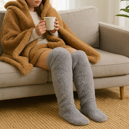 ☁️ Cloud Knees™ — Over-Knee Fuzzy Lounge Socks